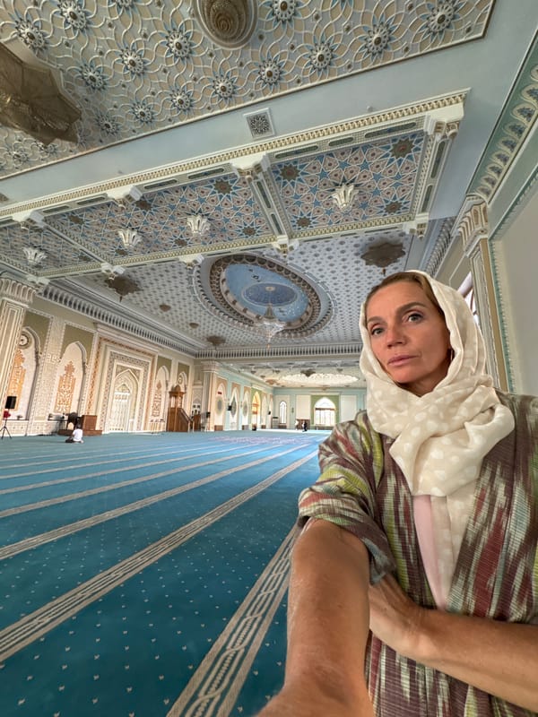 Horseback riders and historic complex captured in Tashkent