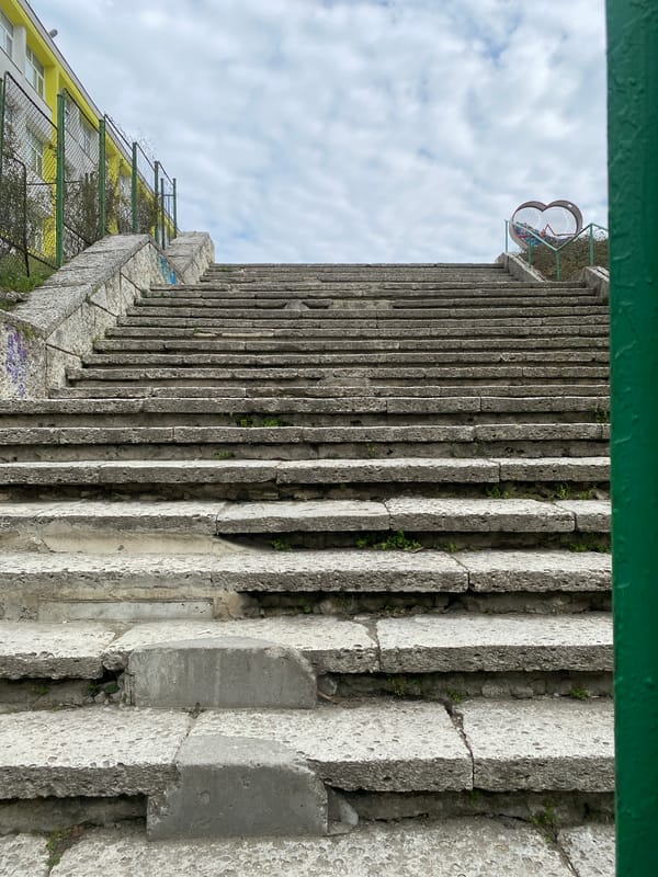 Weathered concrete stairs documented in Varna, Bulgaria