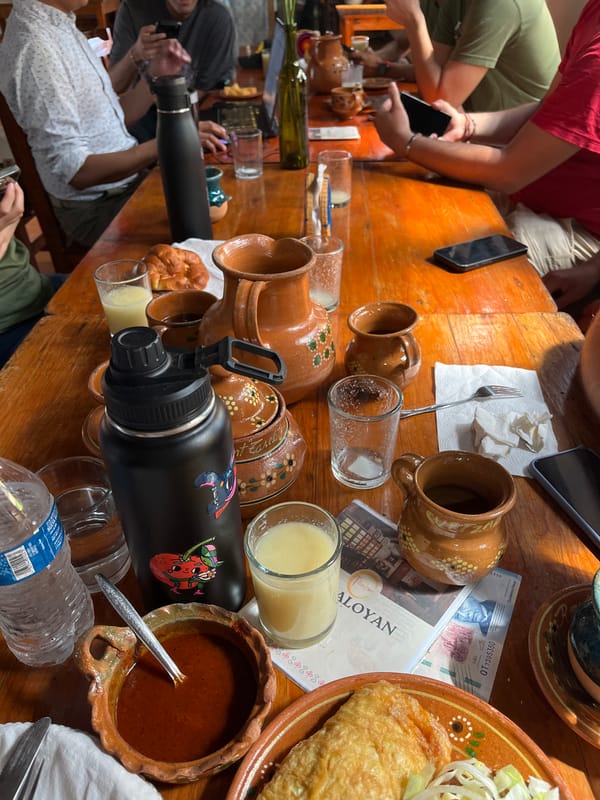 Social gathering documented at restaurant in Cuetzalan, Mexico