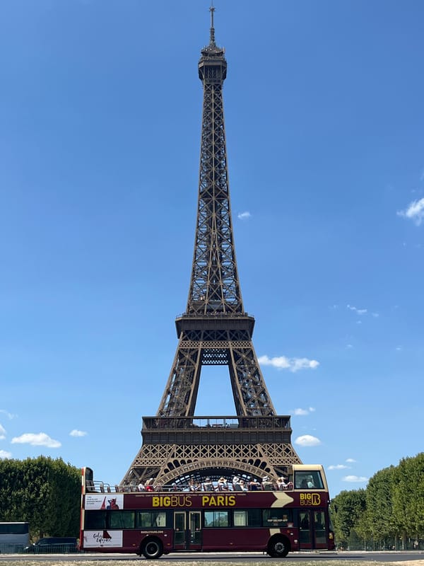 Eiffel Tower from every angle on a sunny July afternoon