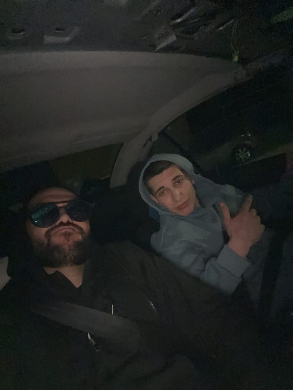 Two men spotted in silver convertible on Veliko Tarnovo street