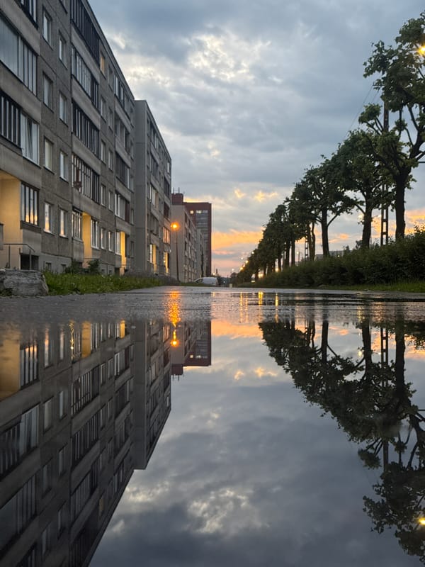 Rainy evening reflections and cloud cover in Tallinn