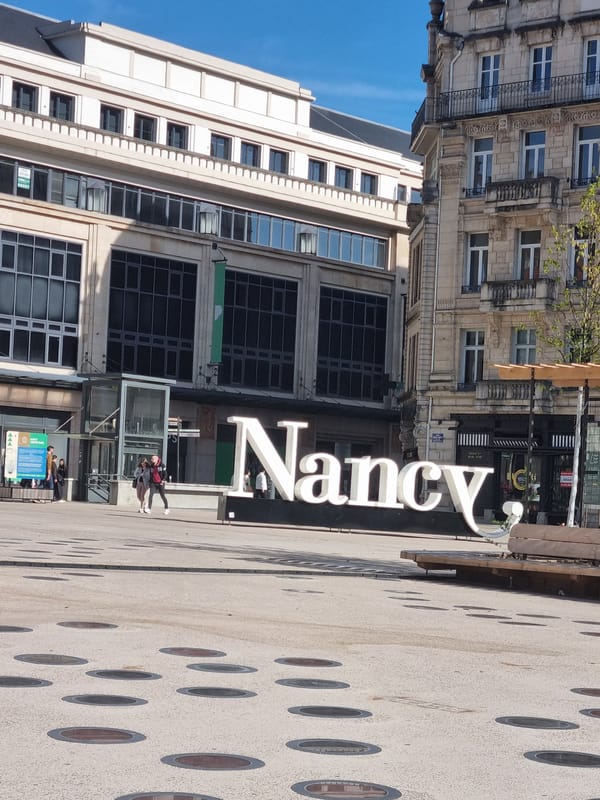 Street activity observed near Nancy city sign in France