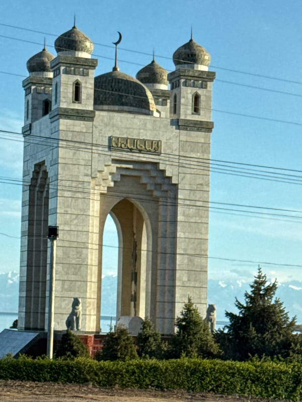 Islamic architecture with domes, minarets observed in Çolpon-Ata