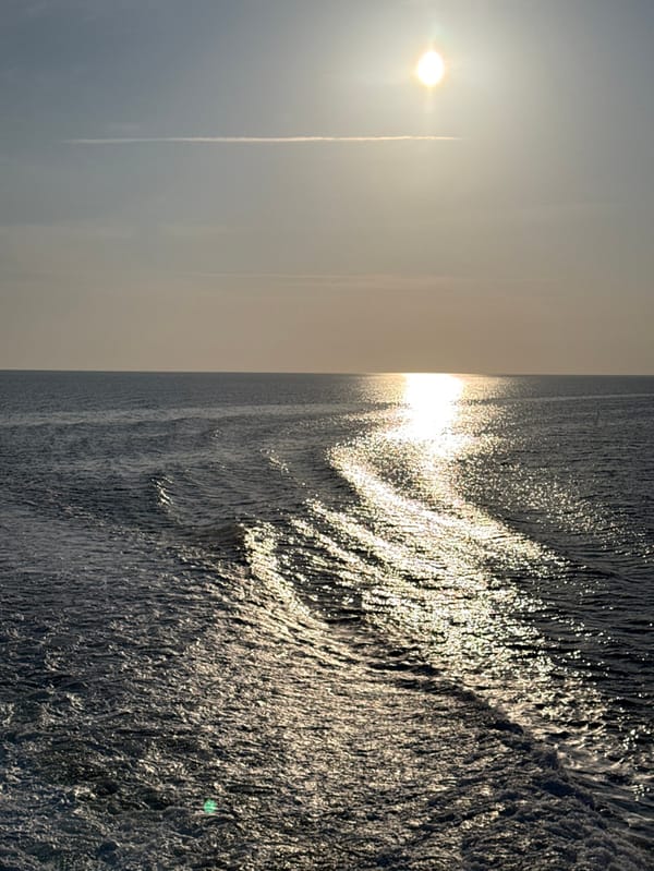 Vessel creates wake trail near Palaiopoli, Greece waters
