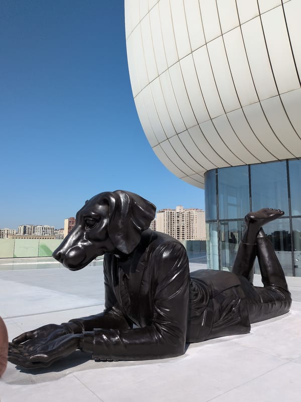 Bronze animal sculptures and iconic architecture around Baku