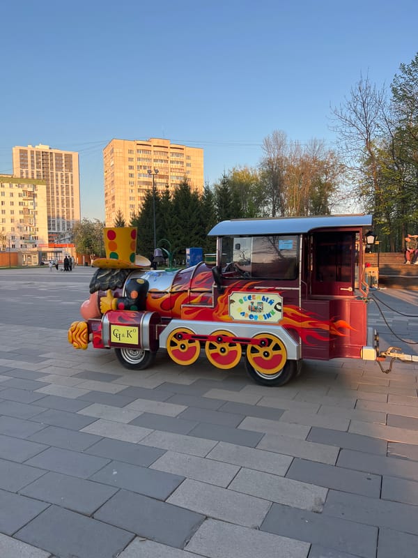 Children's train and pony rides operate in Ufa park