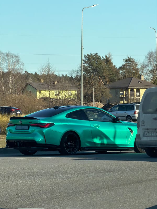 Mint green BMW M4 spotted parked in Riga