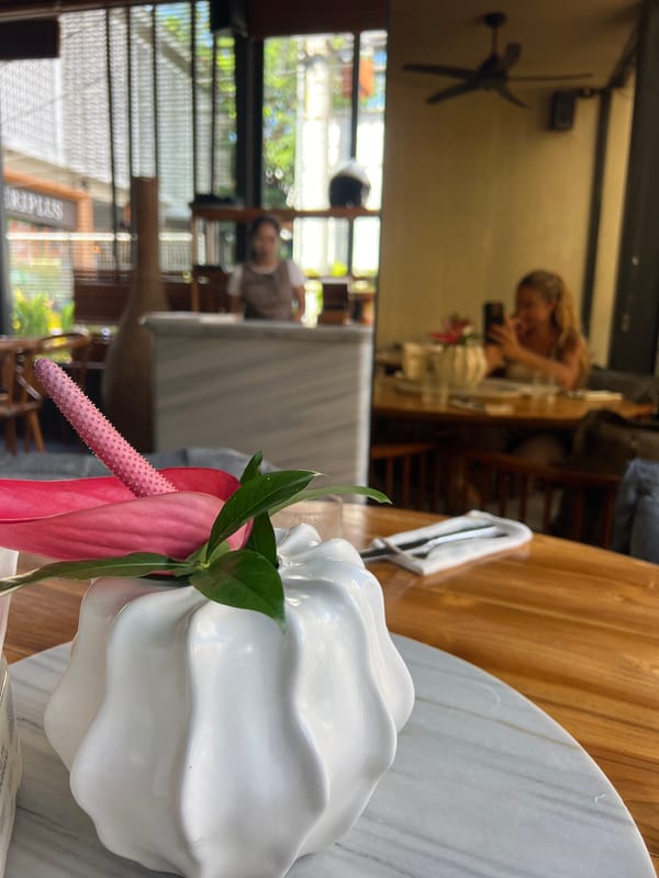 Inside a North Kuta restaurant at early evening, Bali