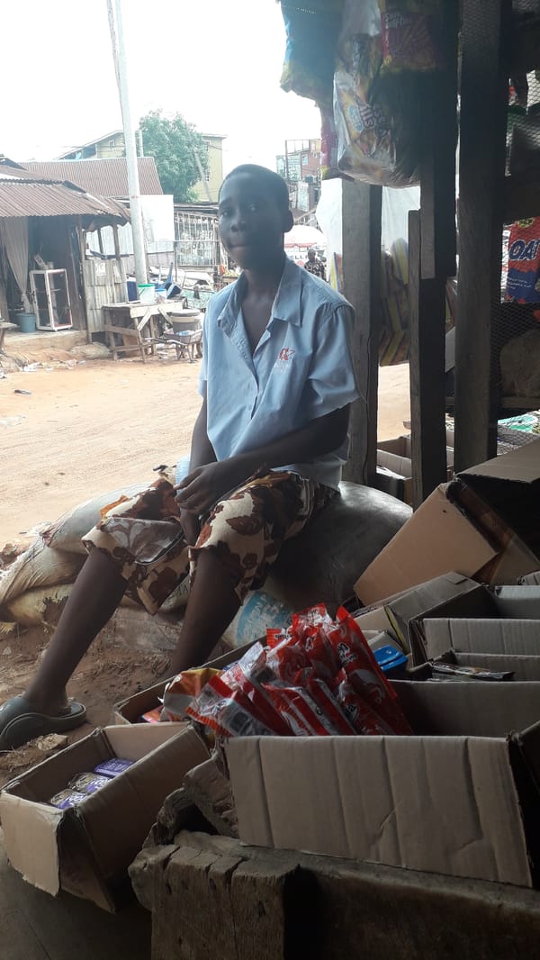 Young men gather, conduct business in Nkpor, Nigeria