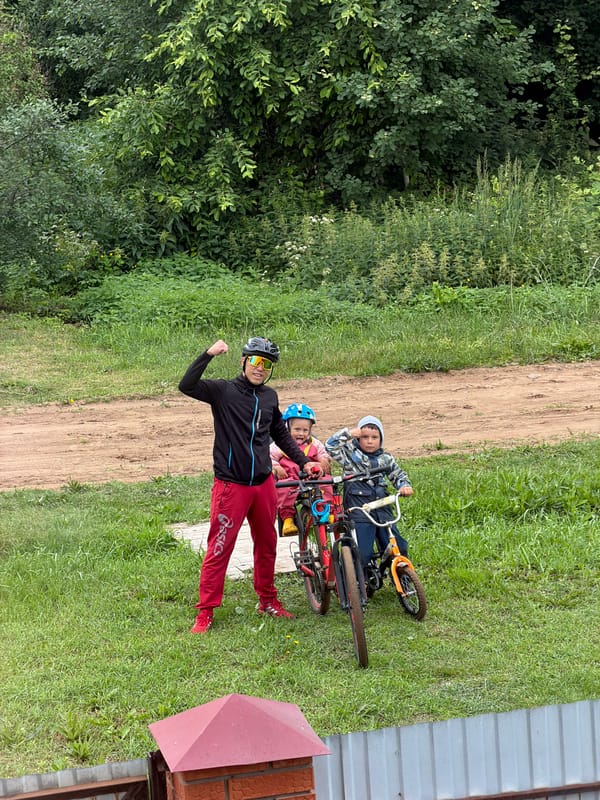 Lazy summer morning in Chaikovsky — bikes, cats, and strawberries