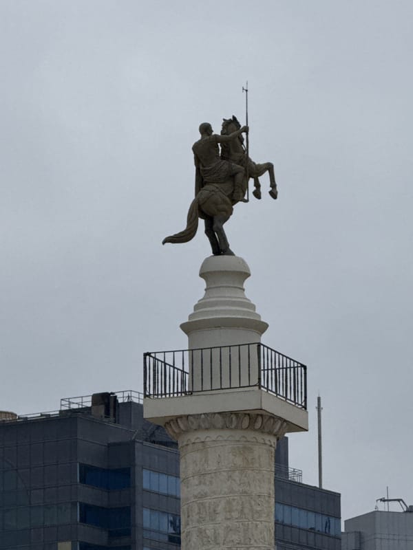 Tourist documents Macau's historic landmarks during morning walk
