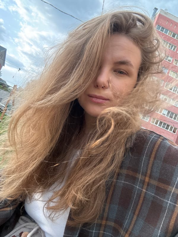 Selfie taken by pierced blonde individual in Vladimir, Russia
