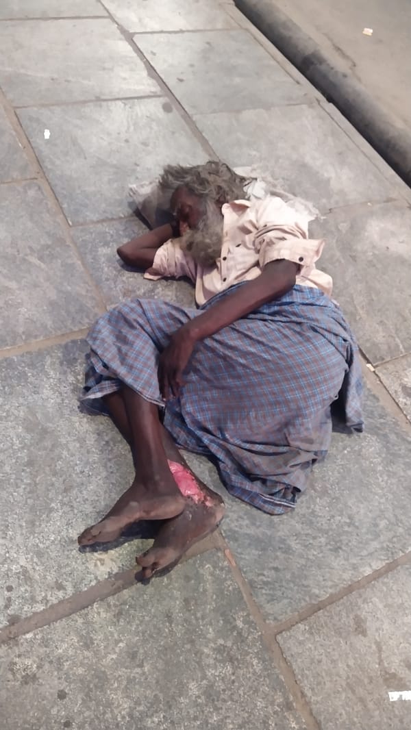 Elderly person found lying on Chennai street near flyover