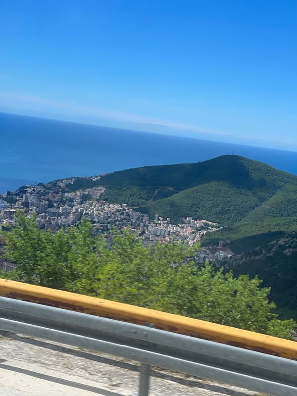 Elevated view of Budva captured from roadside viewpoint