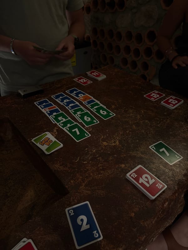 Card game night captured at Mexican venue with decorative walls
