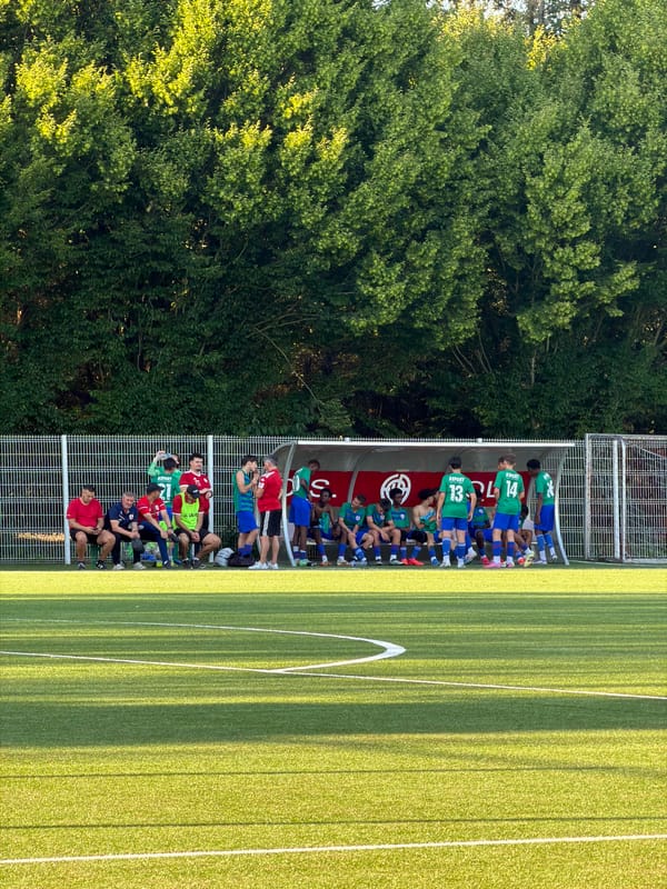 Soccer team assembles on turf in Esch-sur-Alzette