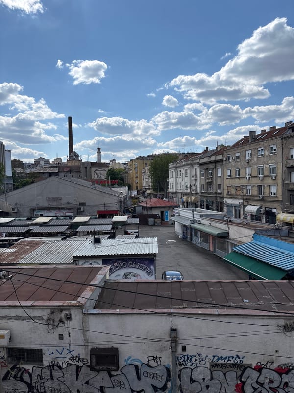 Elevated city view captured in Belgrade under cloudy skies