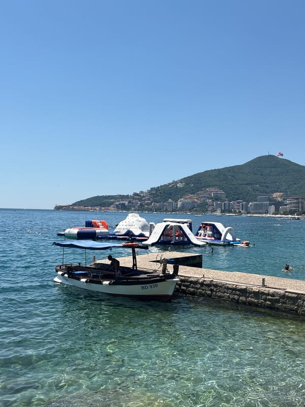 Sunny morning along Budva's Adriatic coastline in late June