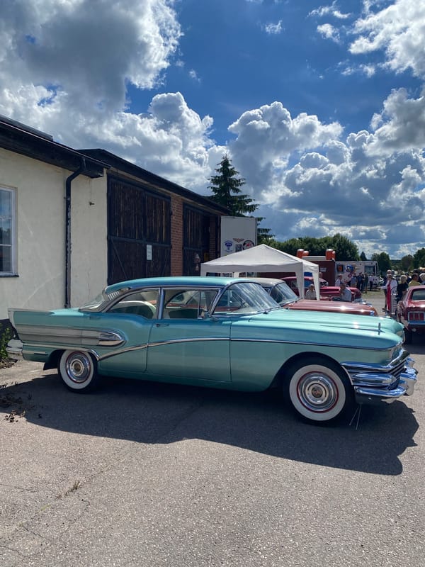 Vintage car show with live music held in Skyttorp, Sweden