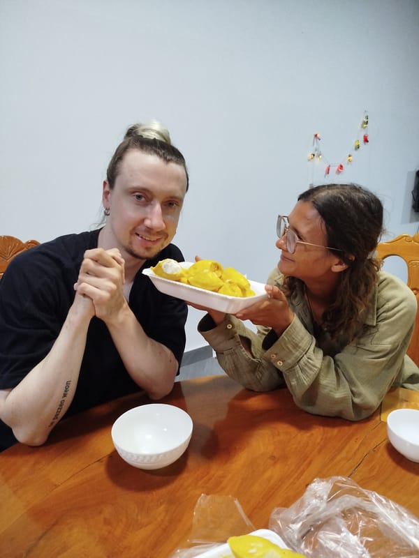 Couple shares durian meal at Da Lat restaurant