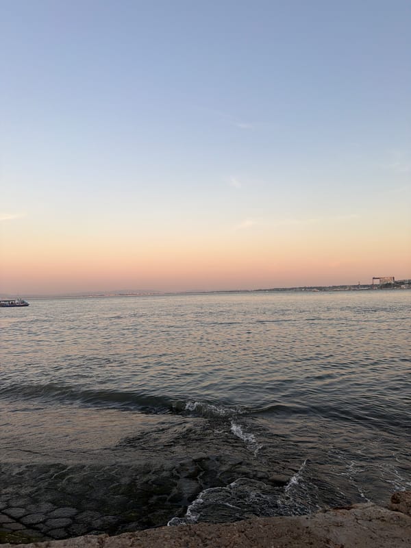 Golden hour on the Tagus River, Lisbon waterfront