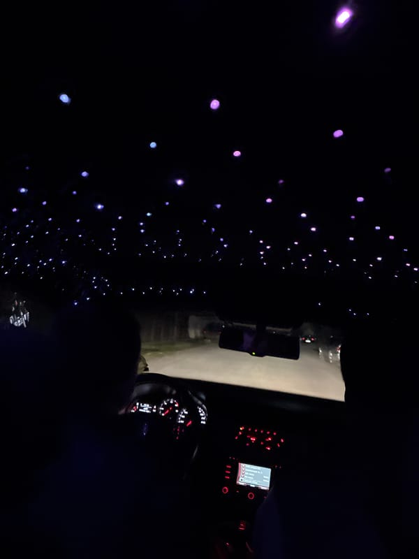 Nighttime drive captured in Berkovitsa, Bulgaria