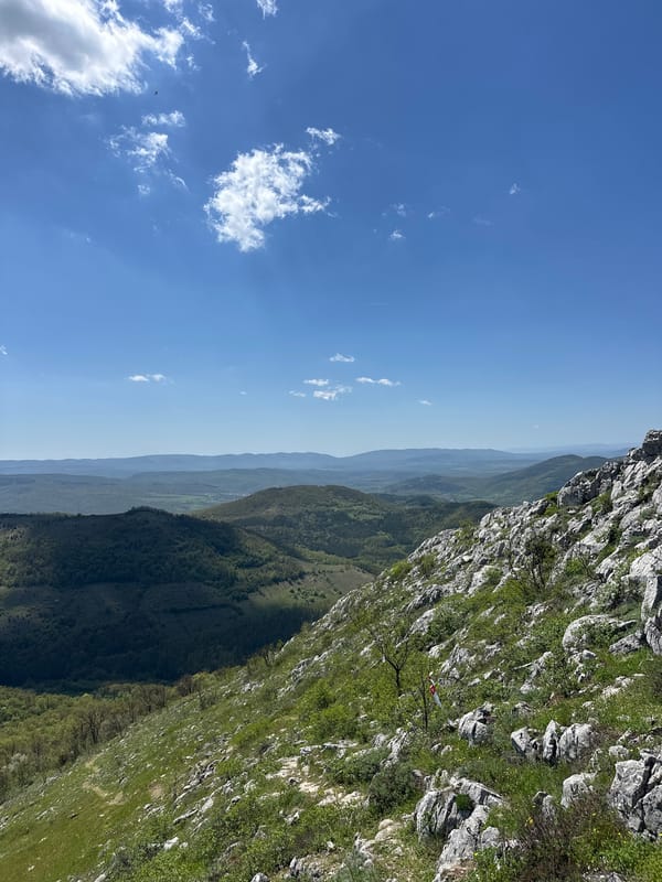 Mountain landscape observed from high vantage point in Bilka, Bulgaria