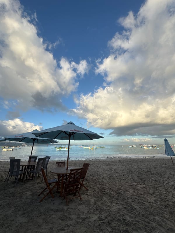 Evening beach life documented in Kuta, Indonesia