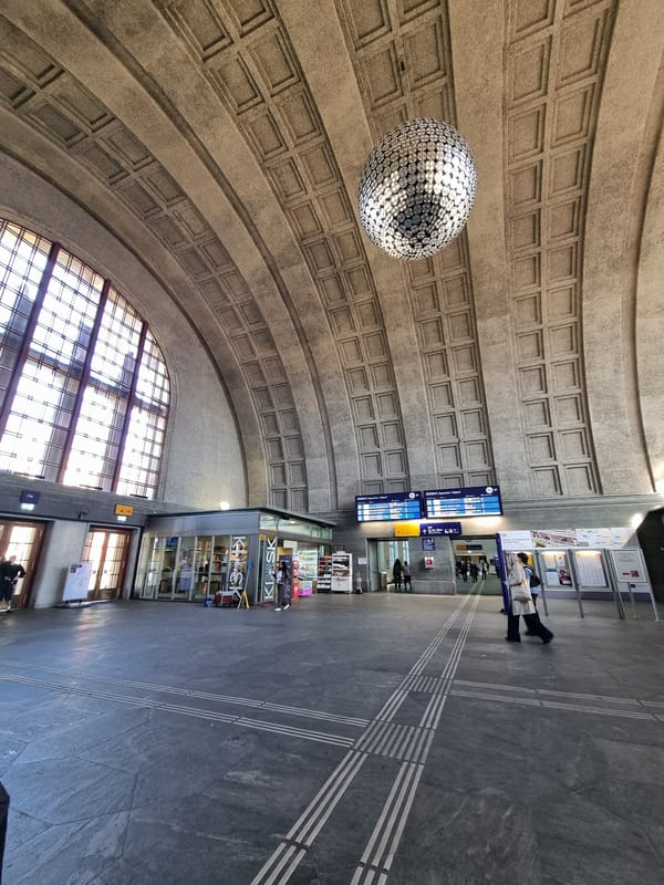 Basel train station interior architecture documented by witness