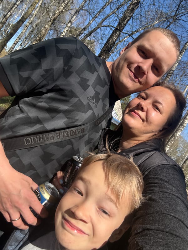 Family enjoys morning playground visit in Dmitrov, Russia