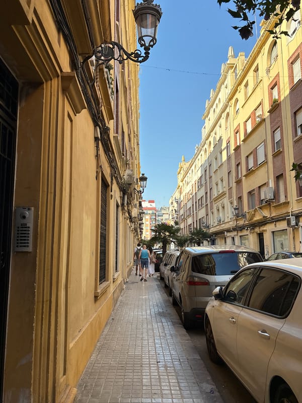 Quiet morning on a narrow residential street in Valencia