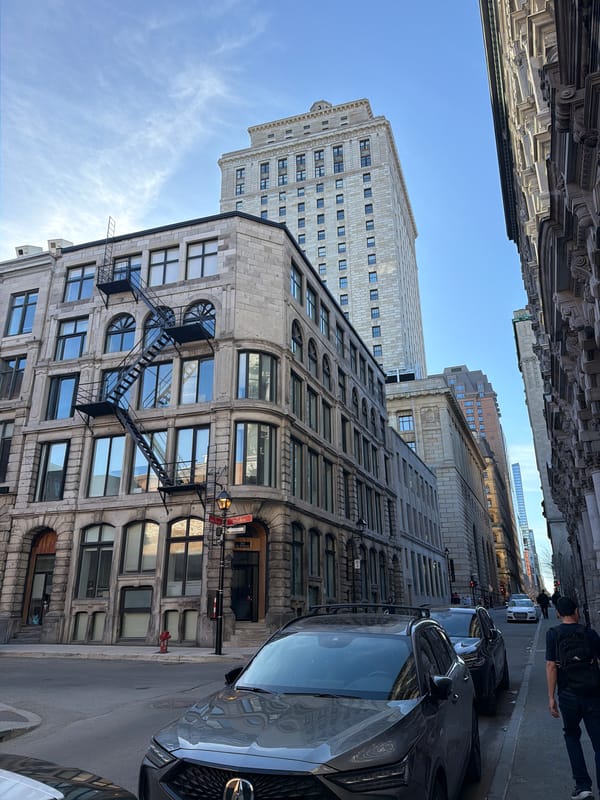 Street architecture photographed in Montreal evening scene