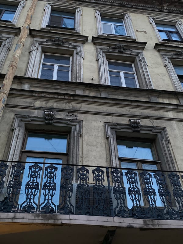 Historical building facade photographed in Saint Petersburg