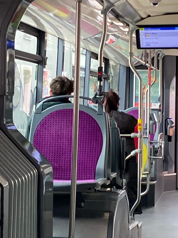 Morning bus commute captured in Bischheim, France