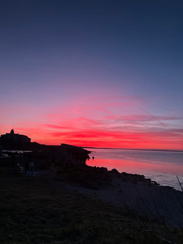 Dramatic sunset illuminates coastal Sozopol, Bulgaria