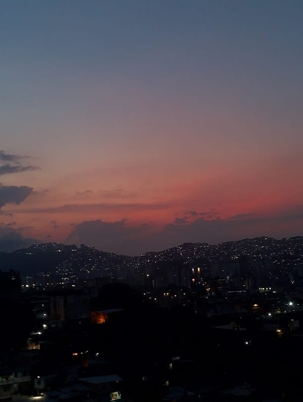 Evening views of Caracas cityscape and personal moments documented