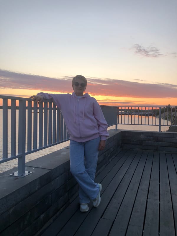 Sunset evening on the Kama River embankment, Solikamsk