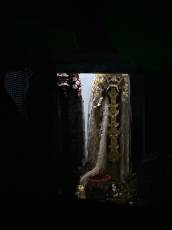 Traditional Balinese Barong mask displayed in North Kuta
