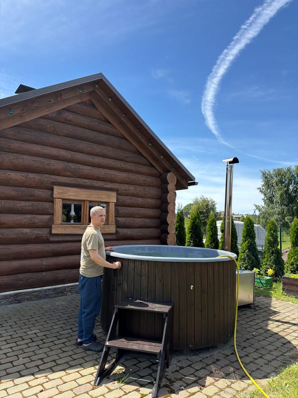 Sauna day at a rustic log cabin in Dreiliņi, Latvia