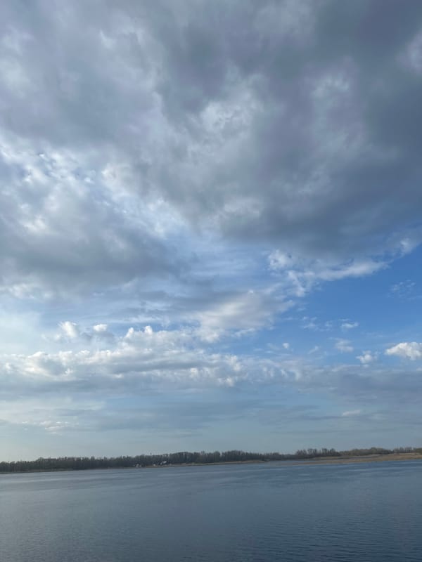 Afternoon waterfront scenes documented along Volga River in Engels