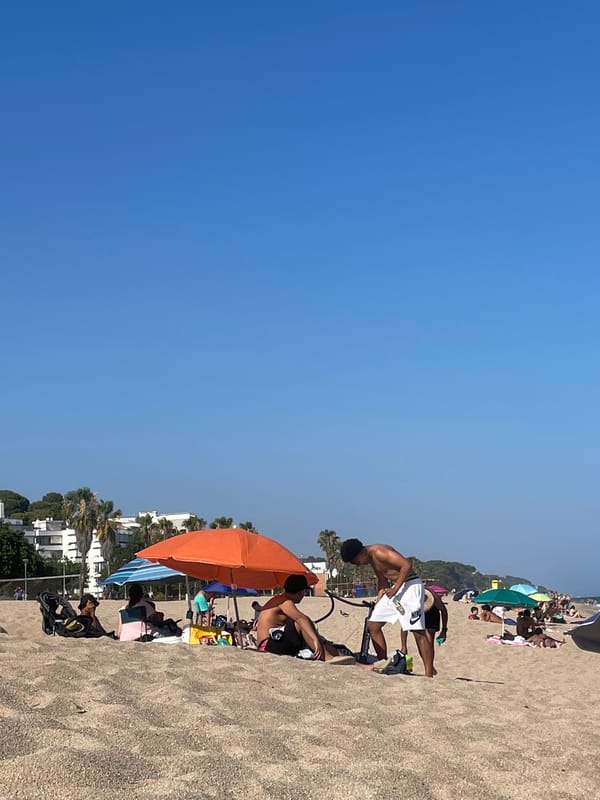 Sunny afternoon on the beach in Canet de Mar