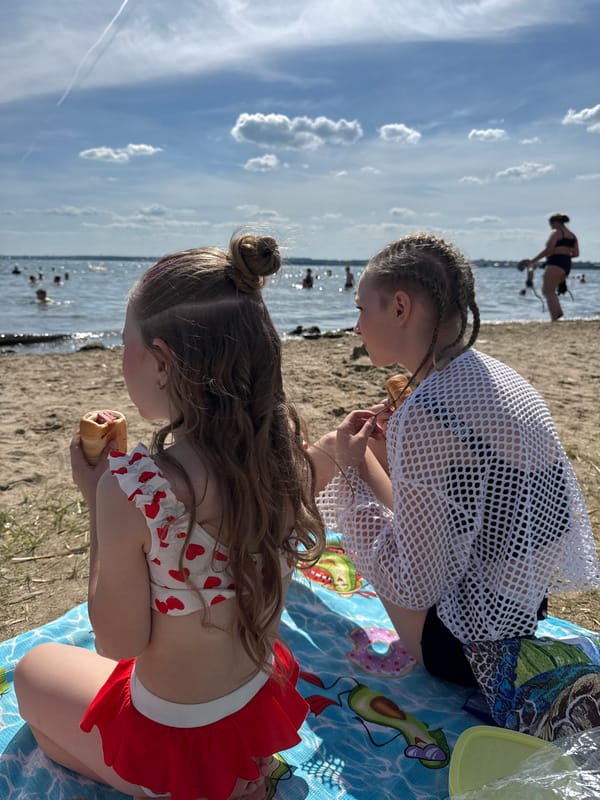 Beach day by the water in Chelyabinsk, sunscreen in hand
