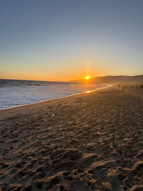 Golden hour at Malibu as the sun sets over the Pacific