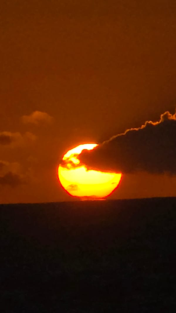 Vivid ocean sunset off the northeast Scottish coast