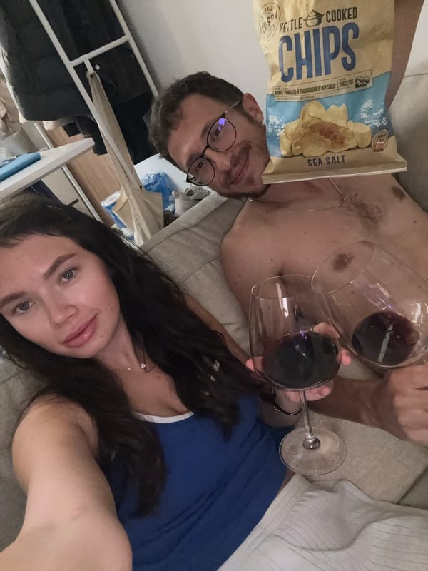 Couple enjoys evening snacks and cooking in Livadia Larnakas
