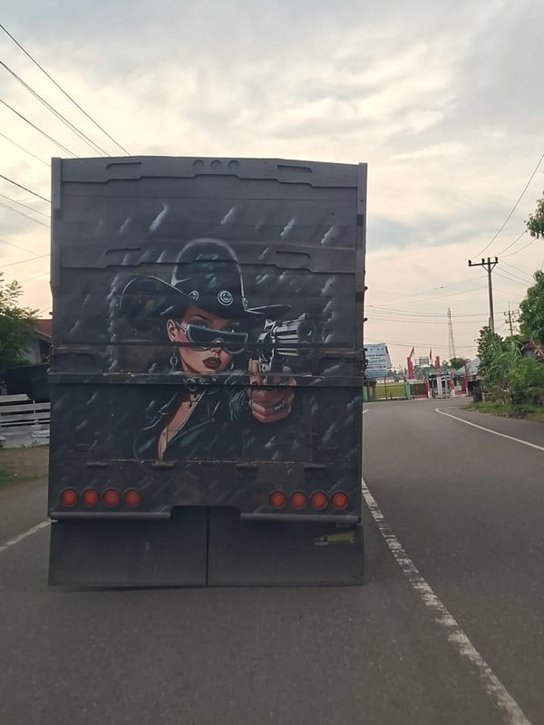 Truck with painted gun-wielding woman artwork spotted in Indonesia