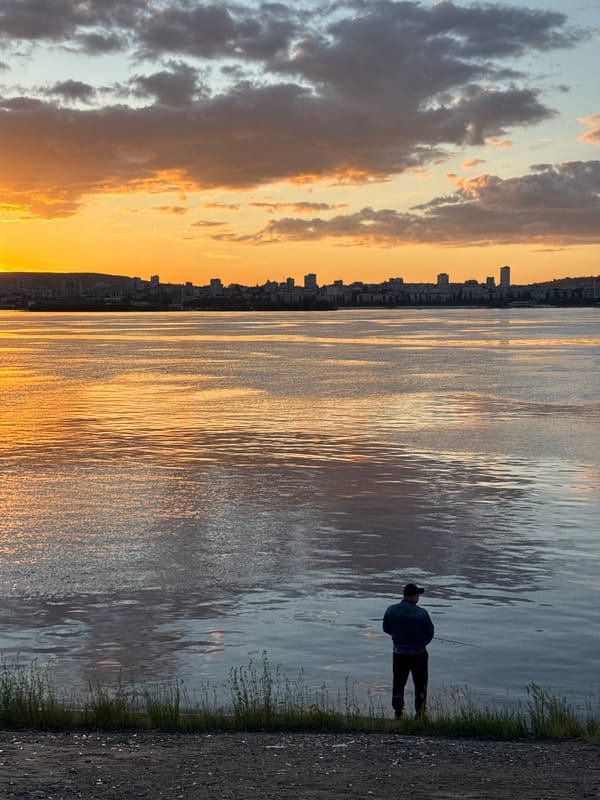 Sunset witnessed over Volga River in Engels, Russia