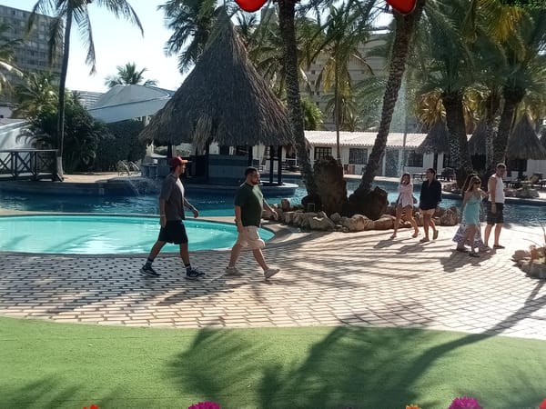 Resort pool area documented in Porlamar, Venezuela