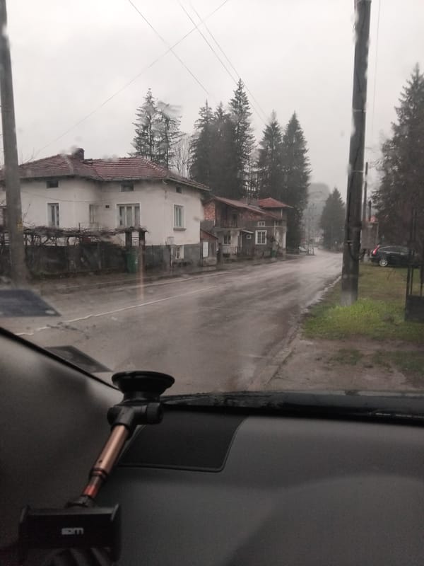 Rainy morning street scenes documented in Apriltsi, Bulgaria
